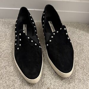 Karl Lagerfeld Black Slip-On Shoes with Pearl Accents
